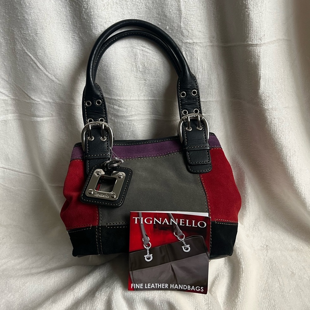 NWOT Tignanello Double Handle Suede Leather Perfect 10 French Tote